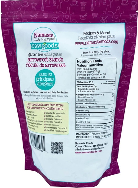 Namaste Foods Organic Arrowroot Starch, Gluten , 18-Ounce (Pack Of 6) – Allergen