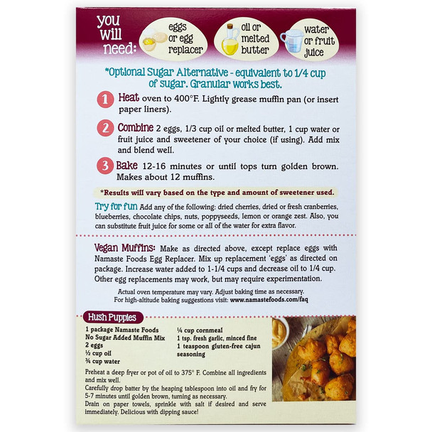 Namaste Foods, Gluten No Sugar Added Muffin Mix, 14-Ounce Bags (Pack Of 6)
