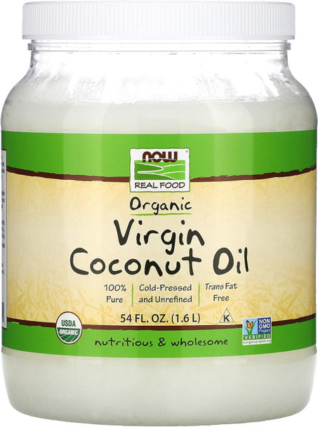 Now Foods, Organic Virgin Coconut Cooking Oil, Cold-Presesed And Unrefined, Trans Fat , 100% Pure And Non-Gmo, 54-Ounce Now Foods, Organic Virgin Coconut Cooking Oil, Cold-Presesed And Unrefined, Trans Fat , 100% Pure And Non-Gmo, 54-Ounce