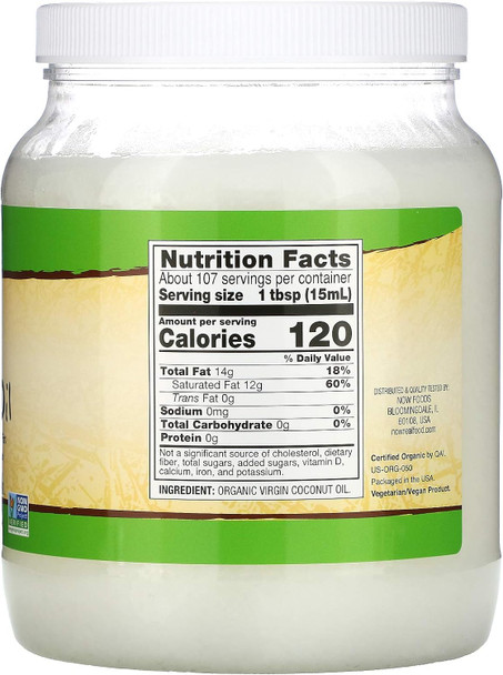 Now Foods, Organic Virgin Coconut Cooking Oil, Cold-Presesed And Unrefined, Trans Fat , 100% Pure And Non-Gmo, 54-Ounce Now Foods, Organic Virgin Coconut Cooking Oil, Cold-Presesed And Unrefined, Trans Fat , 100% Pure And Non-Gmo, 54-Ounce