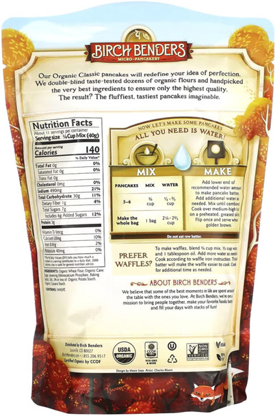 Organic Pancake And Waffle Mix, Classic Recipe By Birch Benders, Whole Grain, Non-Gmo, Just Add Water, 16Oz (Packaging May Vary)