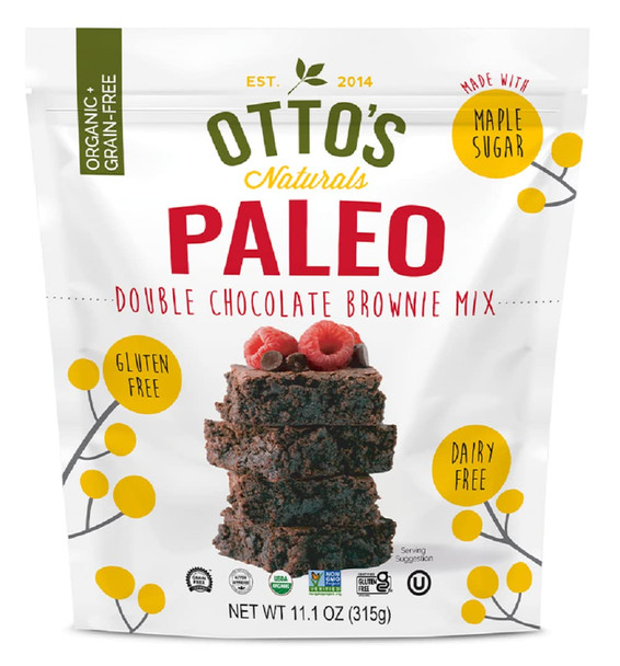 Otto'S Naturals Paleo Double Chocolate Brownie Mix - Organic, Gluten-, Nut , Non-Gmo Verified, Made With Organic Cassava Flour - 11.1 Ounce Bag (Paleo Brownie Single)