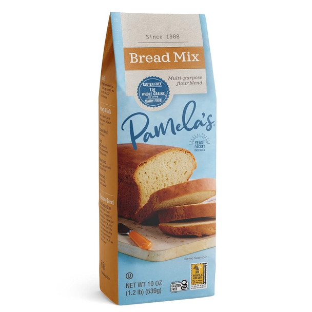 Pamela'S Gluten Bread Mix With Yeast Packet, Multi-Purpose, Dairy , 11 Whole Grains, 19 Ounce (Pack Of 6)