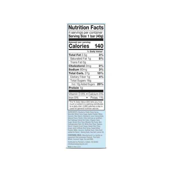 Pamela'S Products Gluten Organic Giant Sized Big Fig Cookies, Blueberry & Fig, 4 Count (Pack Of 8