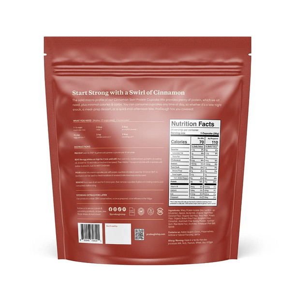 Prodough High Protein- Gluten Cake Mix, Low Carb, 13G Of Protein Per Cake, No Added Sugars, Keto Friendly, Makes 12, Healthy Dessert (Cinnamon Swirl)