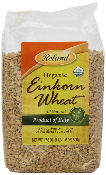 Roland Foods Organic Einkorn Wheat, Ancient Grain, 17.6 Ounce Bag, Pack Of 12