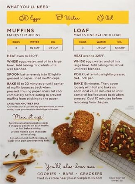 Simple Mills Almond Flour Baking Mix, Pumpkin Muffin & Bread Mix - Gluten , Plant Based, Paleo Friendly, 9 Ounce (Pack Of 1)
