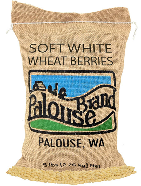 Soft White Wheat Berries 5 Lbs Family Farmed In Washington State 100% Desiccant Non-Gmo Project Verified 100% Non-Irradiated Kosher Field Traced Burlap Bag