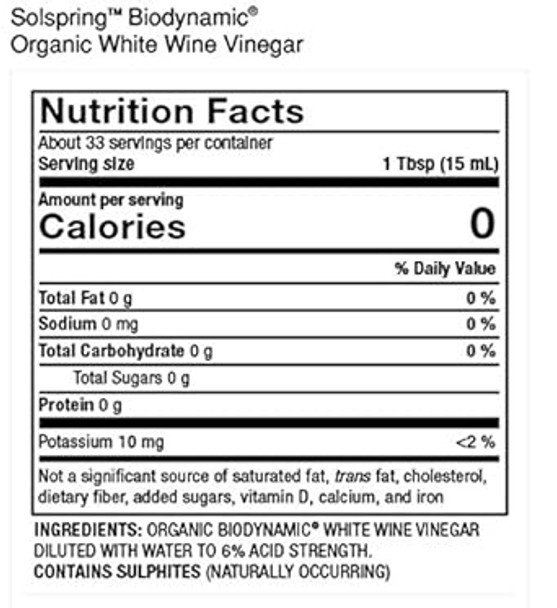Solspring Biodynamic White Wine Vinegar, 16.9 Fl. Oz. (500 Ml), Unpasteurized, Crafted In Greece, Usda Organic, Regenerative, Vegan, Gluten , Soy , Dr. Mercola Solspring Biodynamic White Wine Vinegar, 16.9 Fl. Oz. (500 Ml), Unpasteurized, Crafted In Greece, Usda Organic, Regenerative, Vegan, Gluten , Soy , Dr. Mercola