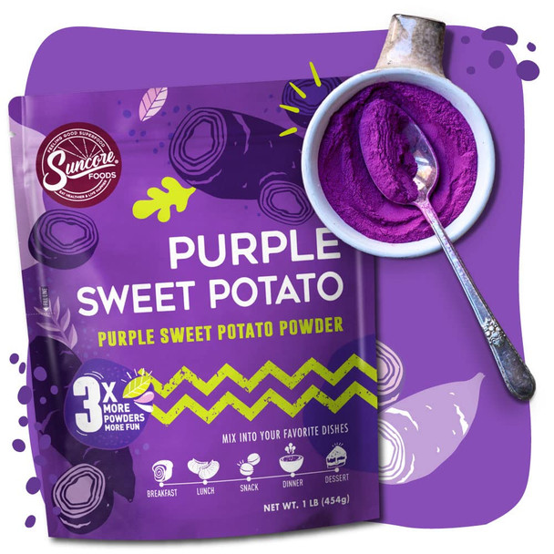 Suncore Foods Purple Sweet Potato Powder, Purple Food Coloring Powder, Gluten-, Non-Gmo, 16Oz (1 Pack)
