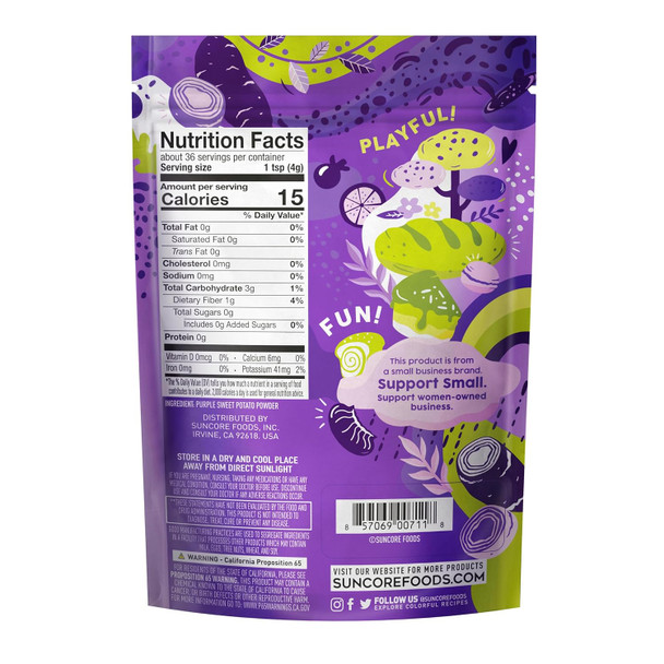 Suncore Foods Purple Sweet Potato Powder, Purple Food Coloring Powder, Gluten-, Non-Gmo, 5Oz (1 Pack)