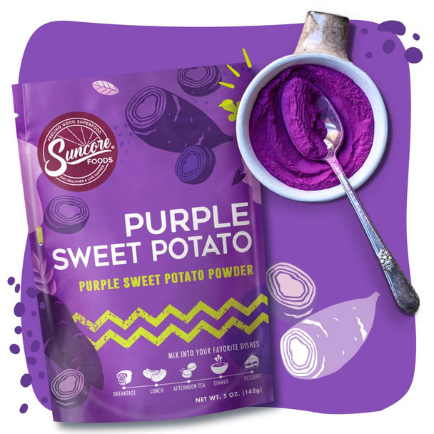 Suncore Foods Purple Sweet Potato Powder, Purple Food Coloring Powder, Gluten-, Non-Gmo, 5Oz (1 Pack)
