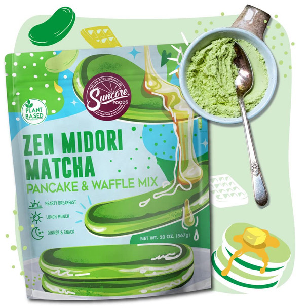Suncore Foods Zen Midori Matcha Pancake & Waffle Powder Mix, Non-Gmo, 20Oz (1 Pack) Suncore Foods Zen Midori Matcha Pancake & Waffle Powder Mix, Non-Gmo, 20Oz (1 Pack)