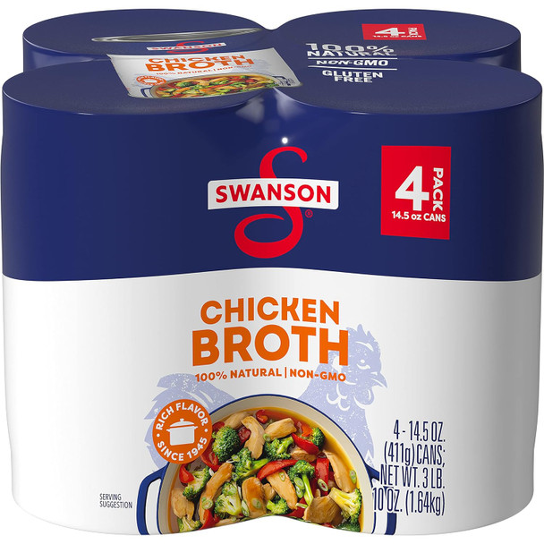 Swanson 100% Natural, Gluten- Chicken Broth, 14 Oz Can (Pack Of 4) Swanson 100% Natural, Gluten- Chicken Broth, 14 Oz Can (Pack Of 4)