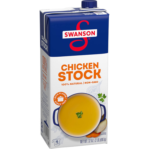 Swanson 100% Natural, Gluten- Chicken Stock, 32 Oz Carton