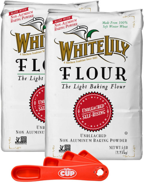 White Lily Non-Gmo Aluminum- Unbleached Self Rising Flour 5 Lb Bag (Pack Of 2) By The Cup Swivel Spoons White Lily Non-Gmo Aluminum- Unbleached Self Rising Flour 5 Lb Bag (Pack Of 2) By The Cup Swivel Spoons
