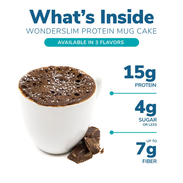 Wonderslim Protein Mug Cake, Chocolate Caramel, 6G Fiber, Low Sugar, Gluten (7Ct)