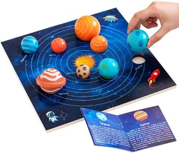 Adena Montessori Wooden Solar System Model Board Puzzle With 3D Planets Models For 3-6 Year Old Kids Preschool Science Toys Stem Toys For Boys & Girls Adena Montessori Wooden Solar System Model Board Puzzle With 3D Planets Models For 3-6 Year Old Kids Preschool Science Toys Stem Toys For Boys & Girls