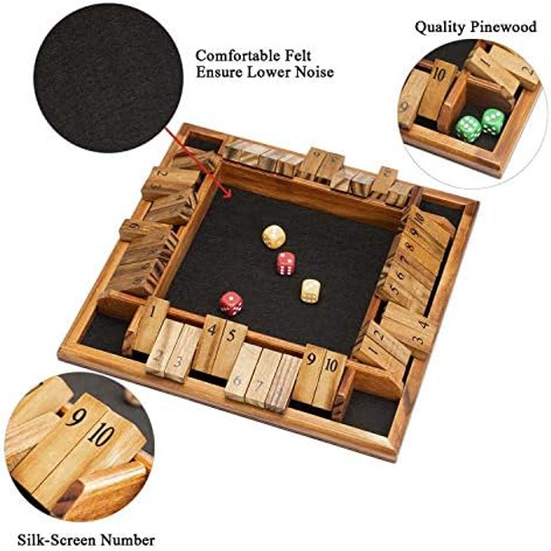 Amerous1-4 Players Shut The Box Dice Game Wooden Board Table Math Game With 12 Dice And Shut-The-Box Instructions For Kids Adults Family Classroom Home Or Pub (12 Inches) Amerous1-4 Players Shut The Box Dice Game Wooden Board Table Math Game With 12 Dice And Shut-The-Box Instructions For Kids Adults Family Classroom Home Or Pub (12 Inches)