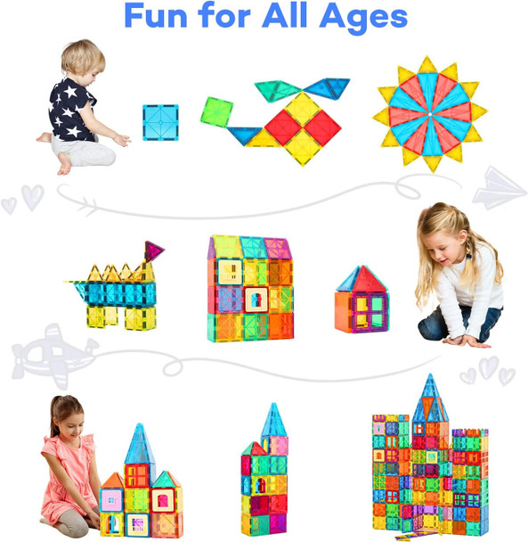 Anbalulu Magnetic Tiles 100Pcs With 2 Cars Stem Educational Building Blocks For Kids Ages 3-9 Magnet Construction Toys For Toddlers Anbalulu Magnetic Tiles 100Pcs With 2 Cars Stem Educational Building Blocks For Kids Ages 3-9 Magnet Construction Toys For Toddlers
