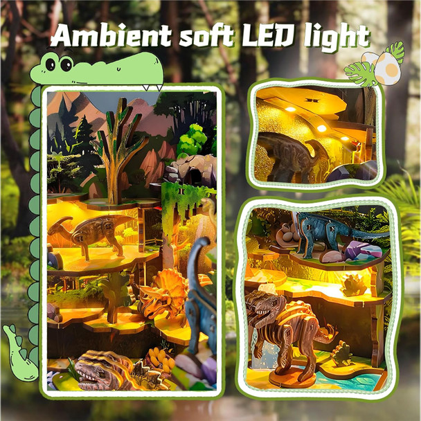 Antreatu 3D Wooden Puzzles For Adults Diy Miniature Dollhouse Book Nook Kit Built-In Led Model Kit Hobby s For Adults Teens Home Decor Ideal For Teenager Men (Jurassic) Antreatu 3D Wooden Puzzles For Adults Diy Miniature Dollhouse Book Nook Kit Built-In Led Model Kit Hobby s For Adults Teens Home Decor Ideal For Teenager Men (Jurassic)