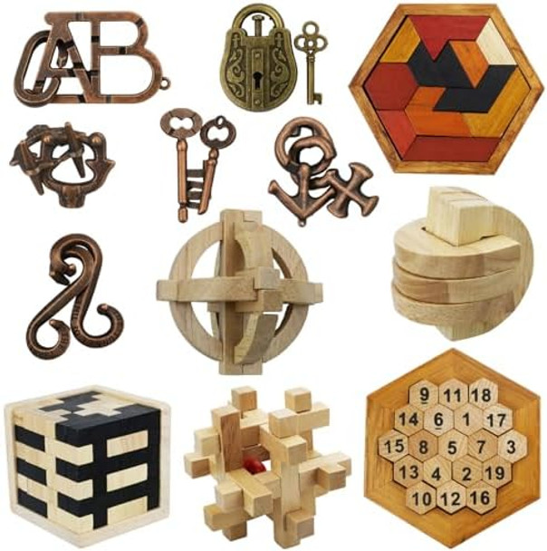 Arlai 12 Pcs Wooden Brain Teaser Puzzle And Metal 3D Unlock Interlocking Jigsaw Educational Toy For Kids And Adults Brain Games Durable Easy To Assemble Birthday s Educational Toys Arlai 12 Pcs Wooden Brain Teaser Puzzle And Metal 3D Unlock Interlocking Jigsaw Educational Toy For Kids And Adults Brain Games Durable Easy To Assemble Birthday s Educational Toys