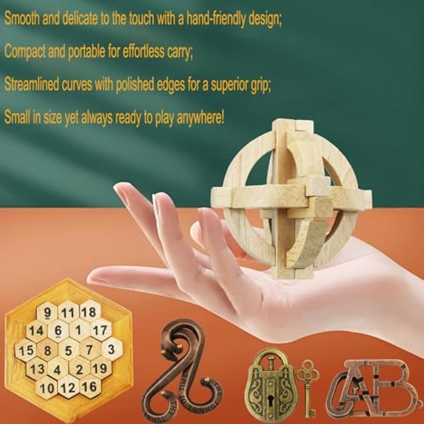 Arlai 12 Pcs Wooden Brain Teaser Puzzle And Metal 3D Unlock Interlocking Jigsaw Educational Toy For Kids And Adults Brain Games Durable Easy To Assemble Birthday s Educational Toys Arlai 12 Pcs Wooden Brain Teaser Puzzle And Metal 3D Unlock Interlocking Jigsaw Educational Toy For Kids And Adults Brain Games Durable Easy To Assemble Birthday s Educational Toys