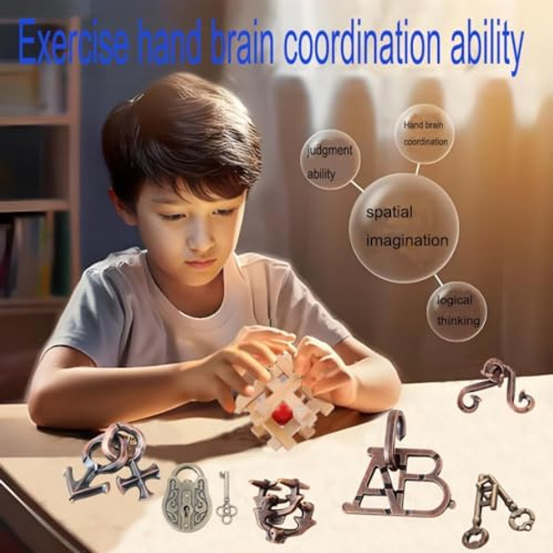Arlai 12 Pcs Wooden Brain Teaser Puzzle And Metal 3D Unlock Interlocking Jigsaw Educational Toy For Kids And Adults Brain Games Durable Easy To Assemble Birthday s Educational Toys Arlai 12 Pcs Wooden Brain Teaser Puzzle And Metal 3D Unlock Interlocking Jigsaw Educational Toy For Kids And Adults Brain Games Durable Easy To Assemble Birthday s Educational Toys