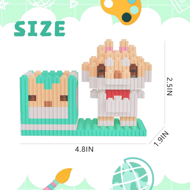 Bb Fun House Pen Holder Building Toy Set Pixel Art Puzzle Bricks For Create 3D Dog Animal Pencil Holder Cute Interlocking Building Blocks Stem Toy For Office And School Long-Eared Dogs