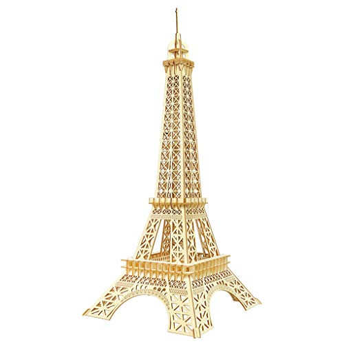 Bitopbi 3D Wooden Puzzles Laser Engraving DIY Safe Assembly Constructor Kit Toy for Teens and Adults World Famous Buildings Mechanical 3-D Models for Self-Assembly (Eiffel Tower)