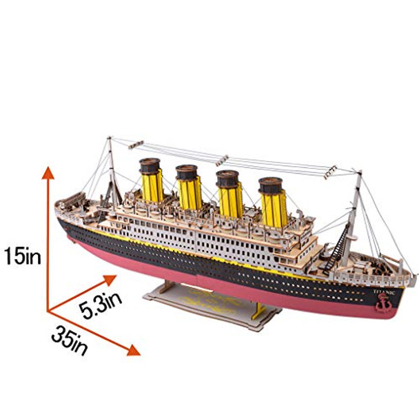 Bitopbi Large Size Titanic Model 3D Wooden Puzzles Cruise Ship English Version Collectible Building Diy Assembly Constructor Kit Collection For Teens And Adults Bitopbi Large Size Titanic Model 3D Wooden Puzzles Cruise Ship English Version Collectible Building Diy Assembly Constructor Kit Collection For Teens And Adults