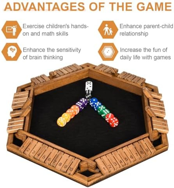 Bivomon 1-6 Players Shut The Box Dice Game Wooden Board Table Math Game For Kids Adult With 24 Dice Close The Box Game For Family Party Christmas Birthday Bivomon 1-6 Players Shut The Box Dice Game Wooden Board Table Math Game For Kids Adult With 24 Dice Close The Box Game For Family Party Christmas Birthday