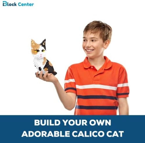 Block Center Calico Cat Edition 3D Puzzle 1300 Pieces Building Blocks Set - Mini Block Kit For Kids And Adults Who Loves Pets