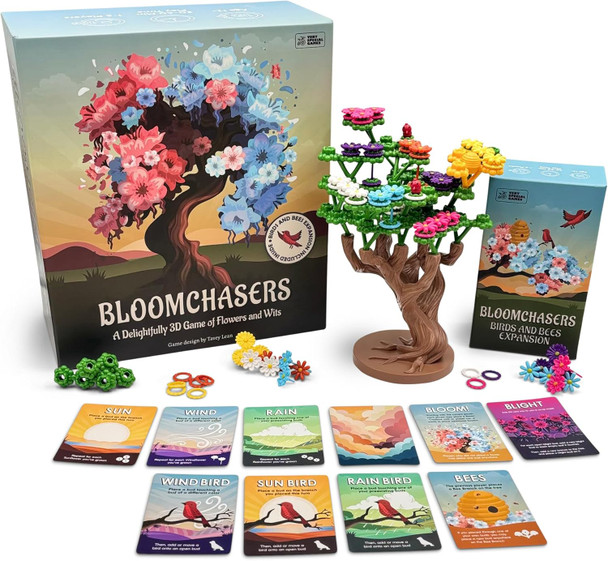 Bloomchasers Bloomchasers Birds And Bees Expansion Pack 3D Flower Stacking Tree Building Board Game For Families And Adults Light Strategy Beautiful Fun & Competitive 1-6 Players Age 12+