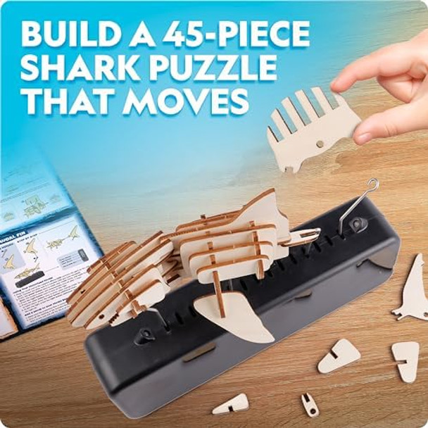 Blue Marble National Geographic Motorized Shark 3D Puzzle - 45-Piece 3D Wood Model Kit With Light-Up Motorized Display Base With 8 Light Settings 3D Puzzles For Kids Wooden Animal Puzzle Shark Toy Blue Marble National Geographic Motorized Shark 3D Puzzle - 45-Piece 3D Wood Model Kit With Light-Up Motorized Display Base With 8 Light Settings 3D Puzzles For Kids Wooden Animal Puzzle Shark Toy