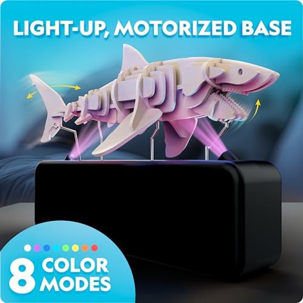 Blue Marble National Geographic Motorized Shark 3D Puzzle - 45-Piece 3D Wood Model Kit With Light-Up Motorized Display Base With 8 Light Settings 3D Puzzles For Kids Wooden Animal Puzzle Shark Toy Blue Marble National Geographic Motorized Shark 3D Puzzle - 45-Piece 3D Wood Model Kit With Light-Up Motorized Display Base With 8 Light Settings 3D Puzzles For Kids Wooden Animal Puzzle Shark Toy