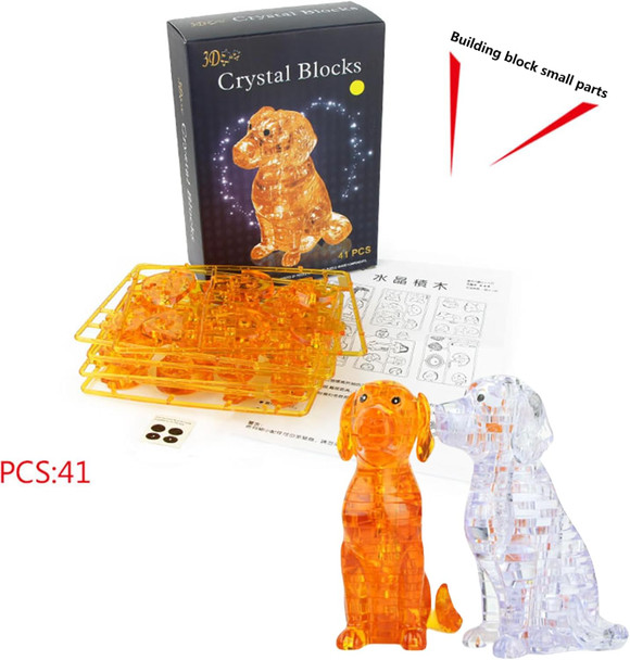 Btyyihex 3D Crystal Dog Puzzle Crystal Puzzle Brainteasers For Puzzlers Ages 16 And Up 41Pcs(Transparent)