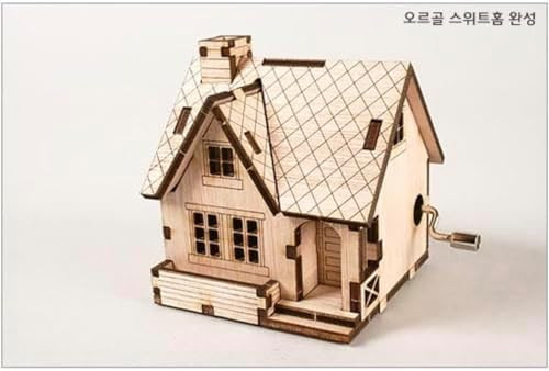 Caincosmetic Young Modeler Wooden 3D Puzzle Kit - Music Box Orgel Sweet Home - Diy Brain Puzzle & Wood Assembly Craft 오르골 스위트 홈