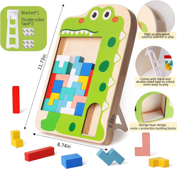 Chiyr Multifunctional Building Blocks Matching Game Colorful Cute Mushroom Crocodile Patterns Tabletop Activities 3D Piecing Bricks Brain Teaser Smart Inspiration Game Stem Early Educational Toy For Kids