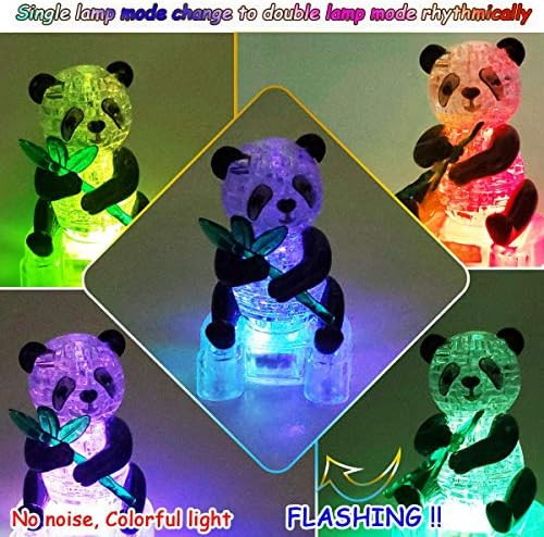 Coolplay 3D Crystal Puzzle Panda s Desk Toys With Light-Up Base 58 Pieces