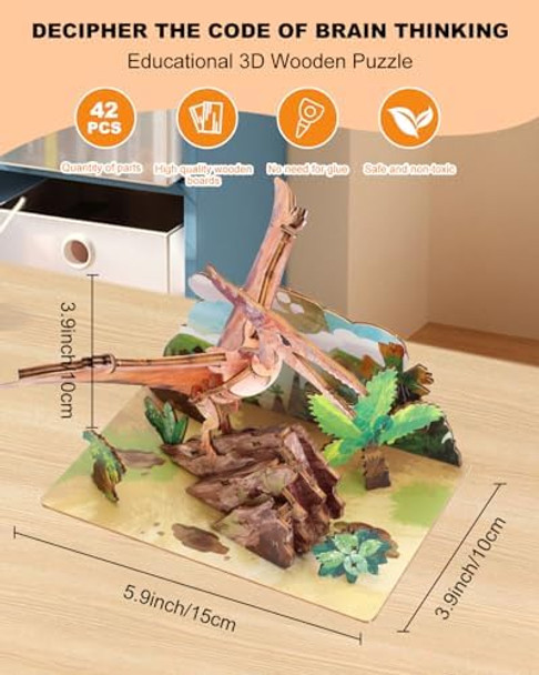 Coophit 3D Wooden Dinosaur Puzzles For Adults And Kids - Stem Model Dinosaur Kits Diy 3D Wooden Puzzle Crafts - s For Kids And Adults Teens Boys Girls(Dinosaur-2) Coophit 3D Wooden Dinosaur Puzzles For Adults And Kids - Stem Model Dinosaur Kits Diy 3D Wooden Puzzle Crafts - s For Kids And Adults Teens Boys Girls(Dinosaur-2)