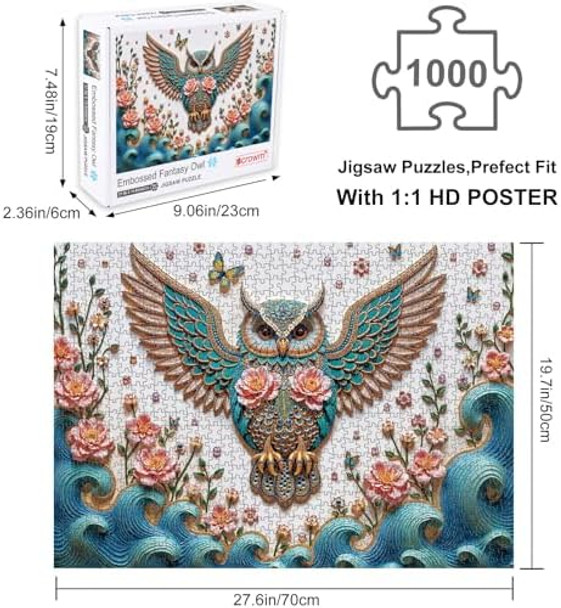 Crowm Flower Owl Jigsaw Puzzles For Adults 1000 Pieces Colorful Floral 3D Art Puzzles Challenging Embossed Fantasy Owl Puzzles As Animal Decor For Nature Lovers Crowm Flower Owl Jigsaw Puzzles For Adults 1000 Pieces Colorful Floral 3D Art Puzzles Challenging Embossed Fantasy Owl Puzzles As Animal Decor For Nature Lovers