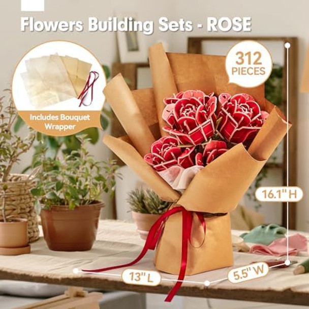 Cubicfun 3D Puzzle For Adults Kids - Roses Building Toy For Kids 312 Piece - Roses For Home Decor & Display - Idea For Plant & Flower Lovers Desk Decoration For Graduation Cubicfun 3D Puzzle For Adults Kids - Roses Building Toy For Kids 312 Piece - Roses For Home Decor & Display - Idea For Plant & Flower Lovers Desk Decoration For Graduation