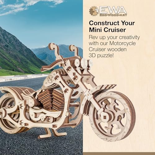 Ewa Eco-Wood-Art 3D Puzzles for Adults - DIY Cruiser Motorcycle Model Kit with Rubber Band Engine Functional Handlebars & Center Prop Stand - 3D Wooden Puzzle for 15 yrs Above & Adults - Eco Wood Art 152 Pieces
B07G49VH4B