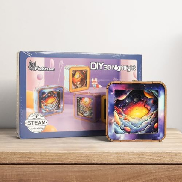 Foxisteam 2 Piece Wooden 3D Puzzle Night Light - Touch Control DIY Adult Personalized - LED Light Kit Ideal Holiday for Teenagers Children Family and Puzzle Lovers - 3 Lighting Modes Adjustable
B0DSMG4H46