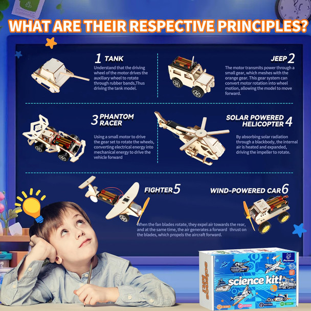 Foxisteam 6-in-1 STEM Kits for Kids Age 6-14，Wooden Model Car Kit + Science Experiment，3D Puzzles for Boys Girls 8-12 Year Old，Educational Building Toys，Birthday s for 6 7 8 9 10 11 12 13 14
B0F9SJTKPX