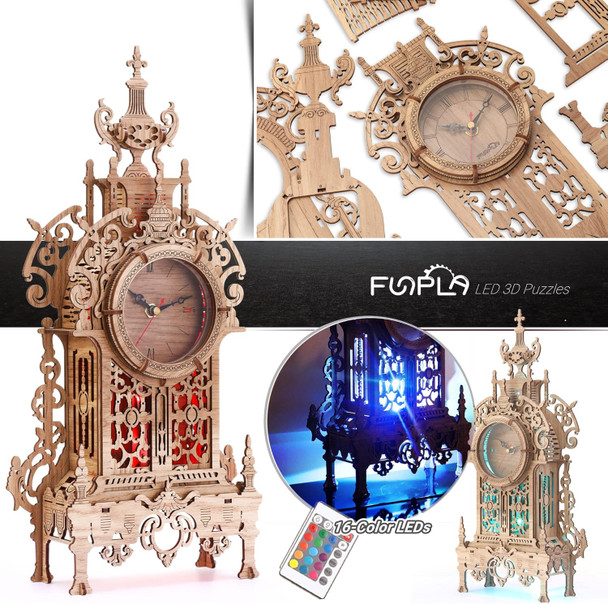 Funpola 3D Wood Puzzle LED Tower Clock 3D Puzzle Building Desktop Clock Model DIY Architectural Building Blocks (LED-TC01 Wood)
B08ZT3LRPV
