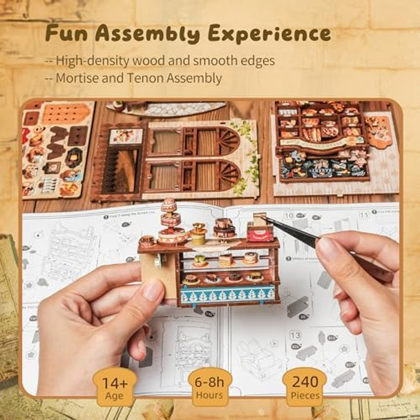 Funpola 3D Wood Puzzle Bear Bakery LED Dollhouse Book Nook Kit - Miniature Bookshelf Insert DIY Home Decor for Kids and Adults (Bear Bakery)
B0F9L1LFM9