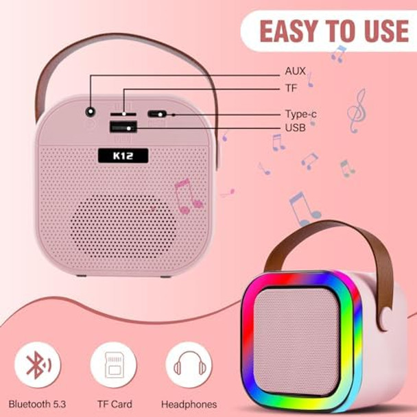 Gmbio Karaoke Machine for Kids Portable Mini Karaoke Microphone Speaker with 2 Mic & 1 Type-C Cable & Light s Toys for All Smartphones Birthday Family Home Party
B0D4TPVD2T