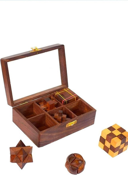 Handmade Set in A Wood Box - 3D Unique IQ Puzzles Teens Adult Handcrafted 6 in 1 Wooden 3D Puzzle Game.(7x4.75x2.5 inch)
B0CGNF6SVN